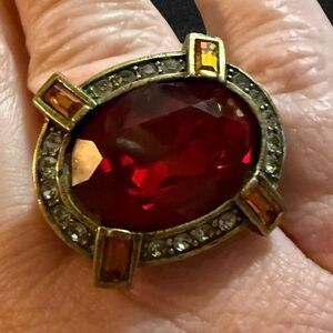 Heidi Daus Ruby Red Cocktail Ring Size 6